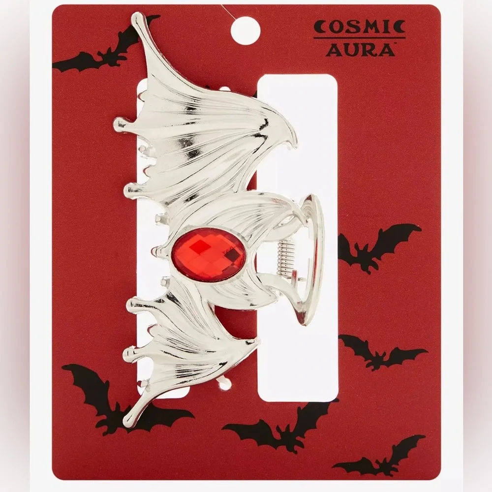 Cosmic Aura Bat Wing Red Gem Claw Hair Clip Hot Topic